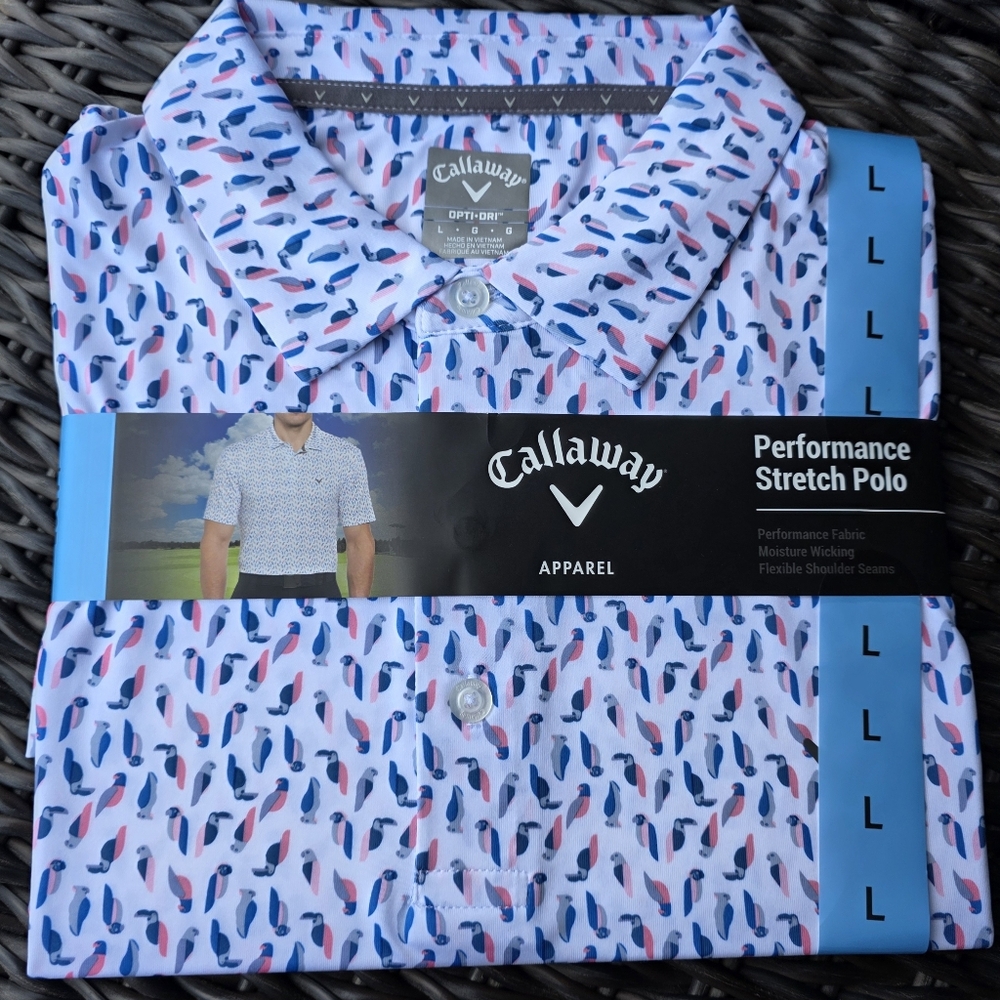 Callaway Men's Performance Stretch Polo - Blue and Red